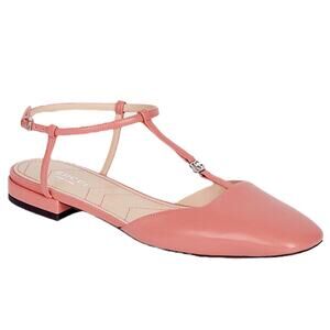 Gucci Double GG T Strap Patent Leather Ballet Flat Pink Size 39.5